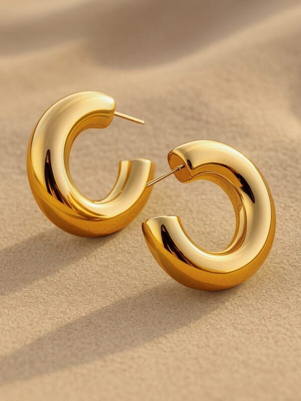 Trendy Chunky Gold Plated Hoop Earrings